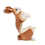 Standing Rabbit Metal Trinket Box with Hinged Lid - Brown