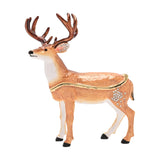 Antlered Deer Metal Trinket Box with Hinged Lid - Orange