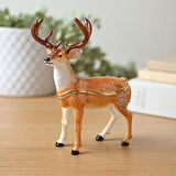 Antlered Deer Metal Trinket Box with Hinged Lid - Orange