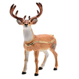 Antlered Deer Metal Trinket Box with Hinged Lid - Orange