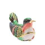 Hummingbird Metal Trinket Box with Hinged Lid - Green