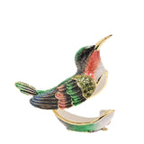 Hummingbird Metal Trinket Box with Hinged Lid - Green