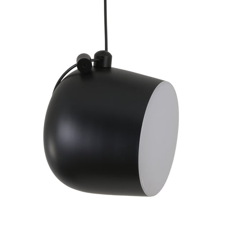 The Mono LED Pendant Light - Black features a modern, rounded matte black and grey shade with a white interior, perfect as stylish kitchen lighting or LED pendant light installations. Hangs elegantly from a black cord.