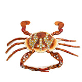 Jewelled Crab Metal Trinket Box with Hinged Lid - Brown & White