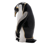Jewelled Large Penguin and Chick Metal Trinket Box - White