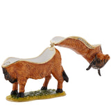 Highland Cow Hinged Metal Trinket Box with Gold Trim - Brown