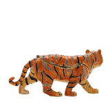 Walking Tiger Metal Trinket Box with Hinged Lid - Orange