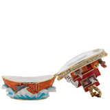 Noah's Ark Metal Trinket Box with Hinged Lid - Orange