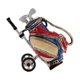 Golf Bag and Club Trolley Metal Trinket Box with Hinged Lid