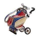 Golf Bag and Club Trolley Metal Trinket Box with Hinged Lid