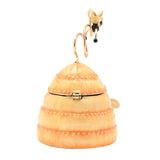 Bee Hive Metal Trinket Box with Spiral Wire Topper - Yellow