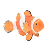 Clown Fish Metal Trinket Box with hinged head lid in glossy orange with white bands, black-edged fins and crystal-trimmed tail and side fins, shown on a plain white background.
