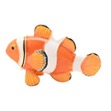 Clown Fish Metal Trinket Box in orange with white bands, black-edged fins, crystal-trimmed side fin, and a hinged head lid, shown on a plain white background.