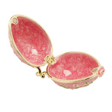 Floral Egg Metal Trinket Box with Hinged Lid - Pink & Gold