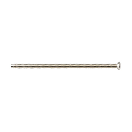 A long, thin M3.5 x 75mm raised head countersunk electrical screw with fine threading is laid horizontally on a plain white background, ideal for precise electrical installations.