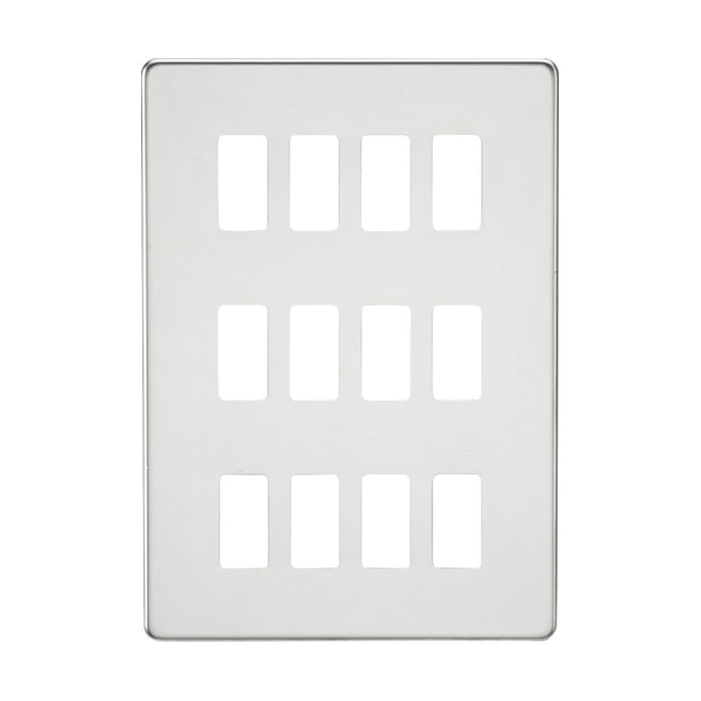 Screwless 12G grid faceplate - polished chrome