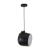 The Mono LED Pendant Light - Black features a modern cylindrical shade, adjustable angle, and sleek black cord with round ceiling mount, making it ideal for contemporary kitchen lighting.