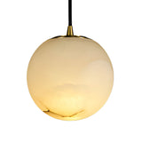 The Lyvane 1 Light Medium Globe Alabaster Single Pendant Light in Soft White features a smooth globe shade and gold-toned cap, bringing refined elegance to any space.
