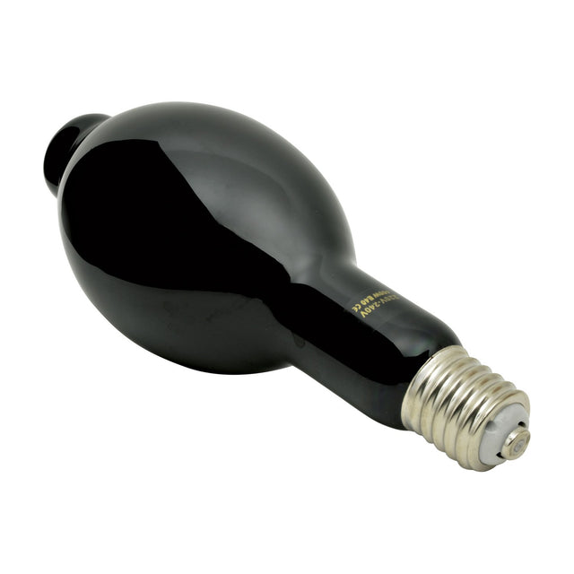 QTX 400W UV black light bulb by AVSL with elongated black glass envelope and large E40 mogul screw base, shown on a plain white background.