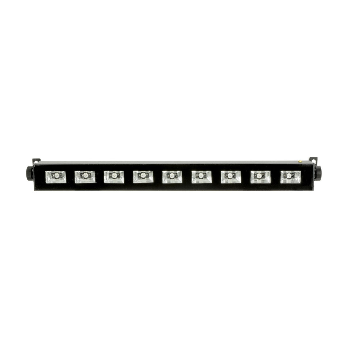 QTX UVB-9 UV LED bar by AVSL with nine 3W ultraviolet LEDs in a black metal housing, end mounting brackets, shown on a white background.