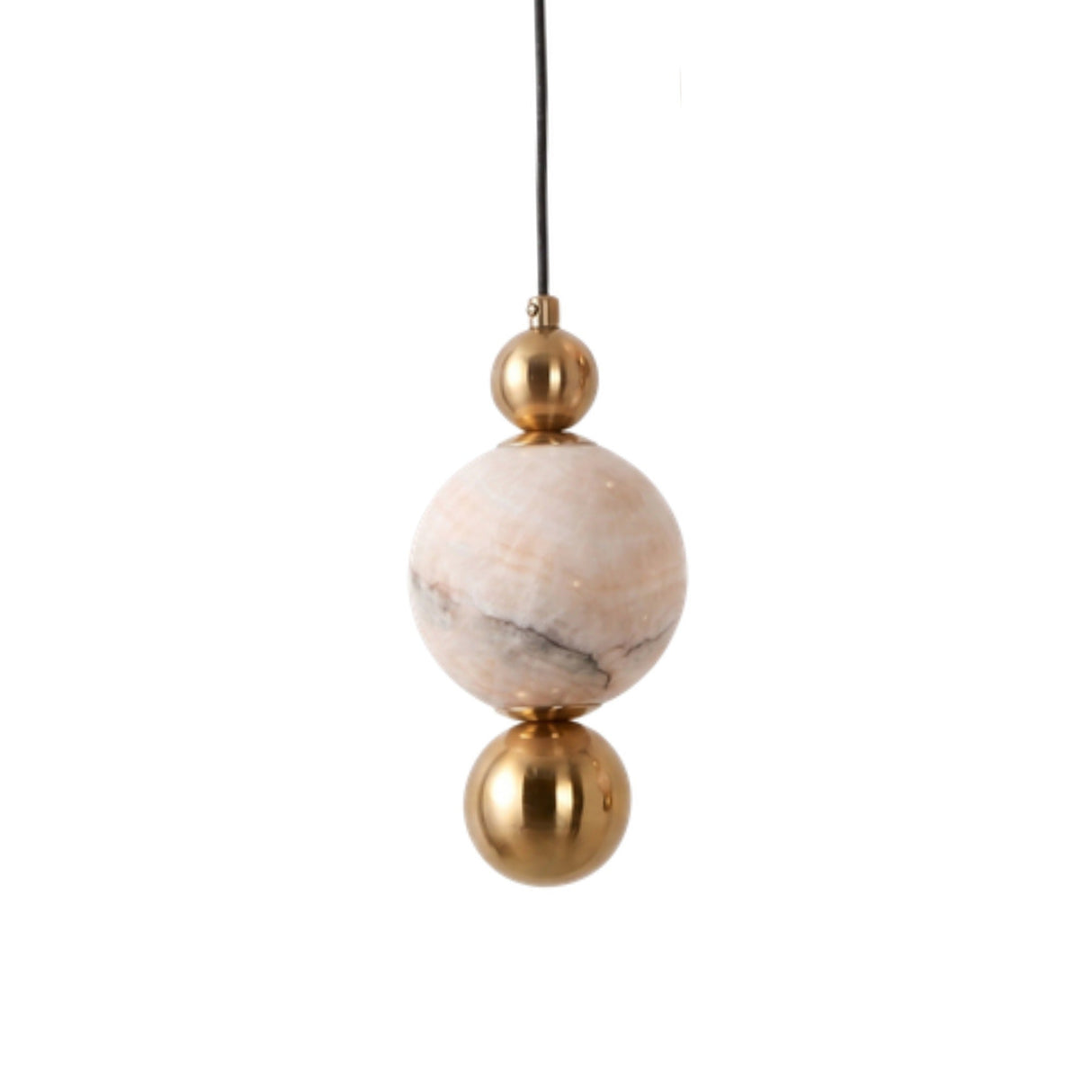 Sferetta LED Globe Alabaster Pendant Light - Brass