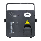 QTX WYSP-500W wall-mount 500W haze machine in matte black with hanging bracket, digital display, control buttons, fluid level gauge, and nozzle outlet.
