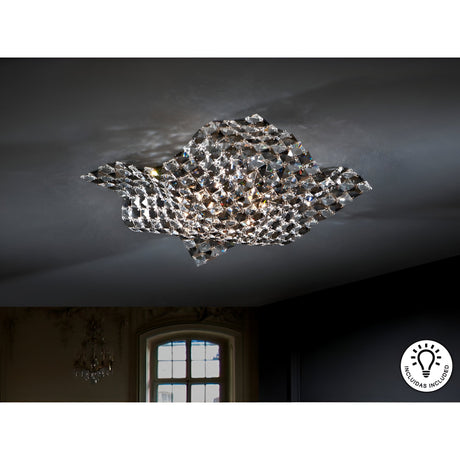 Saten 4 K9 Crystals Small Flush Light - Chrome