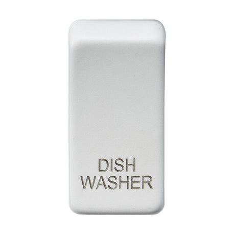 The Switch Cover, labeled "DISHWASHER," is made from durable ABS material and comes in a matte white finish, featuring raised text for clear labeling and easy identification.