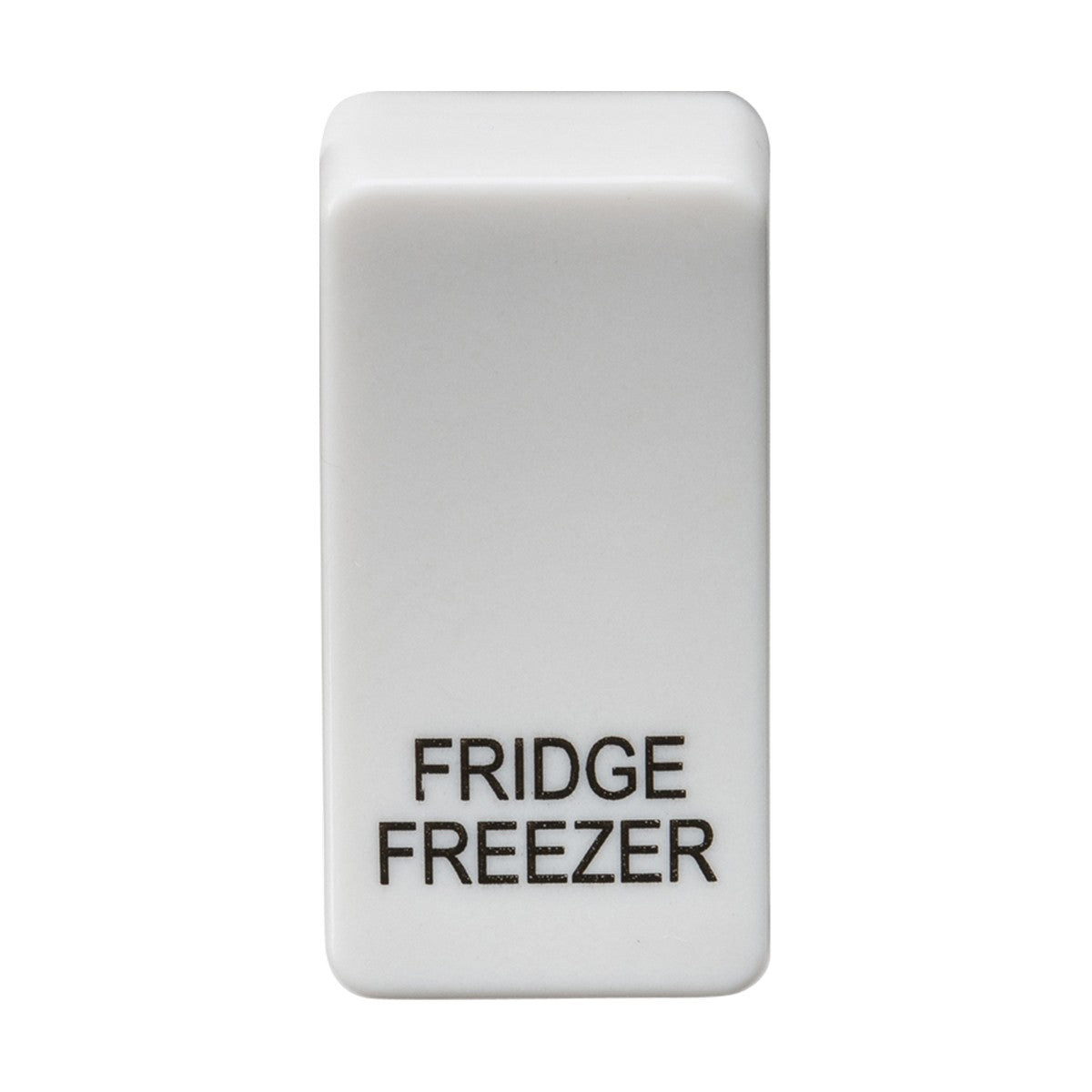 A white switch cover, labeled "FRIDGE/FREEZER," crafted from durable plastic for long-lasting use.