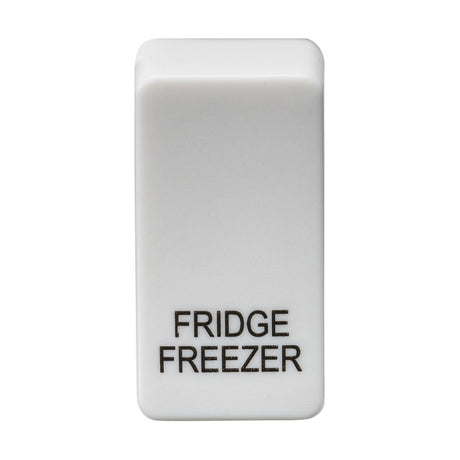 A white switch cover, labeled "FRIDGE/FREEZER," crafted from durable plastic for long-lasting use.