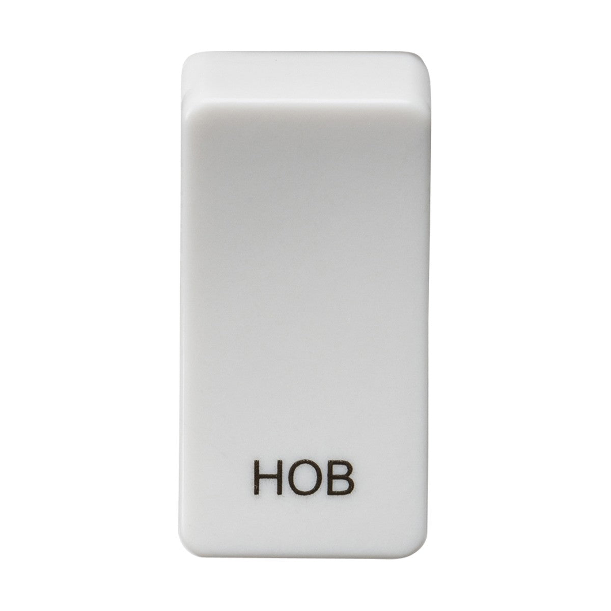 This is a minimalist, white ceramic timer with a sleek ABS finish and rounded edges, featuring "HOB" in black text on the front. The design allows it to stand upright like a small rectangular block and offers an interchangeable appearance.