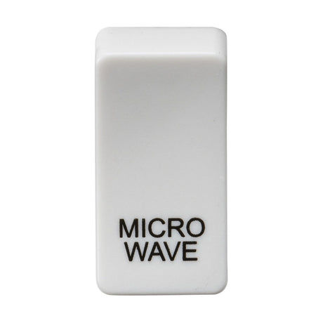 This compact, white switch cover, crafted from durable ABS material, is marked with "MICROWAVE" in bold black capital letters. It features interchangeable rocker covers for versatile use.