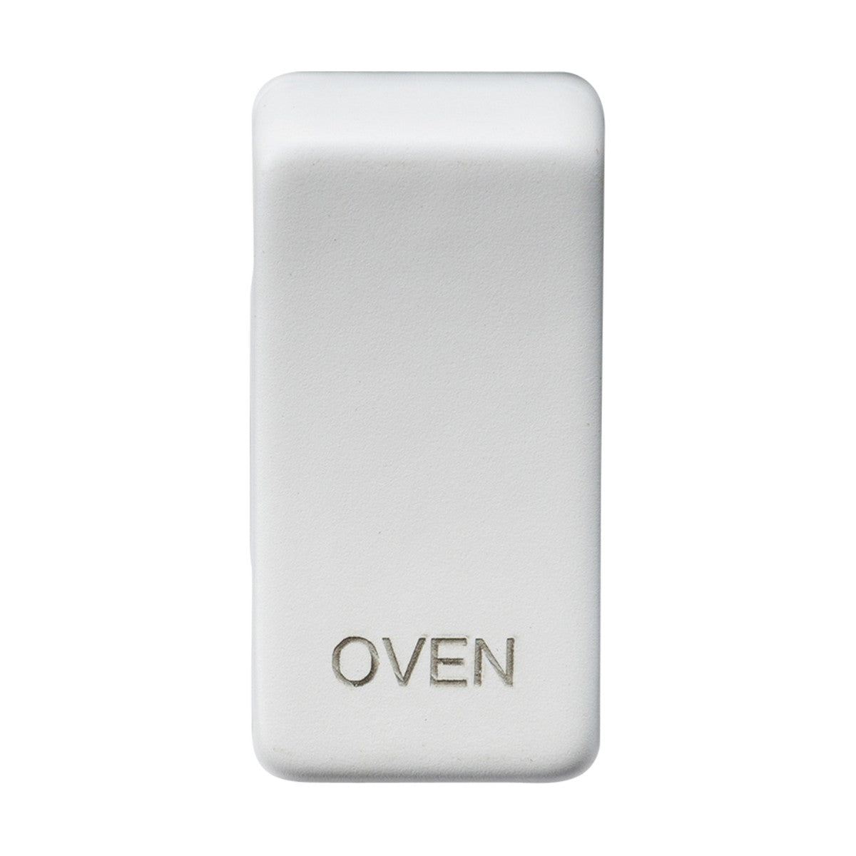 Matt white switch cover with the word "OVEN" in capital letters. The durable ABS construction provides longevity, while its rounded edges and smooth surface create a sleek appearance.