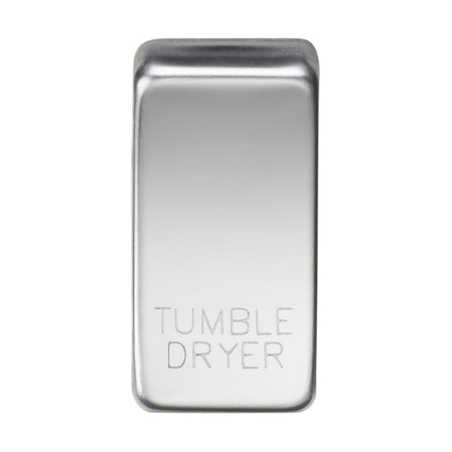 A switch cover marked with "TUMBLE DRYER," featuring a polished chrome finish for an elegant touch.