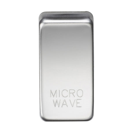 Polished chrome rectangular switch cover engraved with "MICROWAVE".