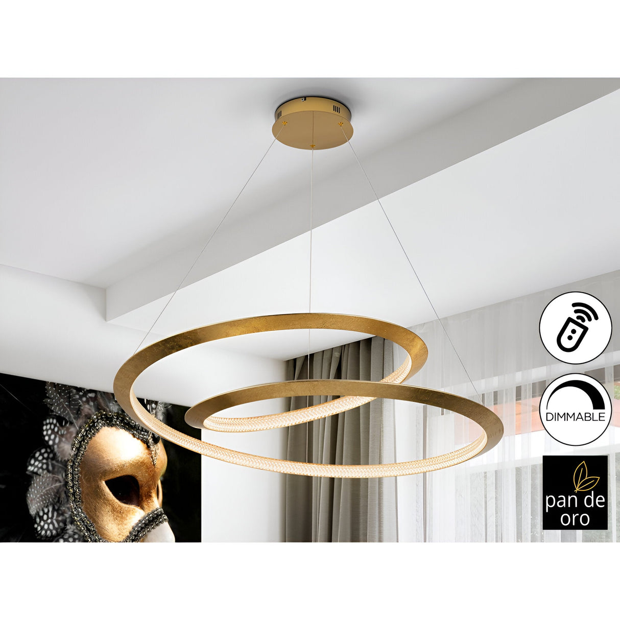 Eternity Dimmable LED Suspension Light - Gold (With Remote Control)