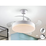 Vento CCT Dimmable LED Retractable Blades Ceiling Fan Light - White