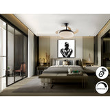 Vento CCT Dimmable LED Retractable Blades Ceiling Fan Light - Black/Brown
