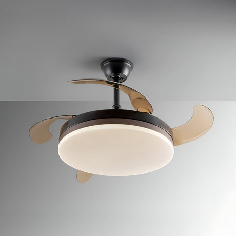 Vento CCT Dimmable LED Retractable Blades Ceiling Fan Light - Black/Brown