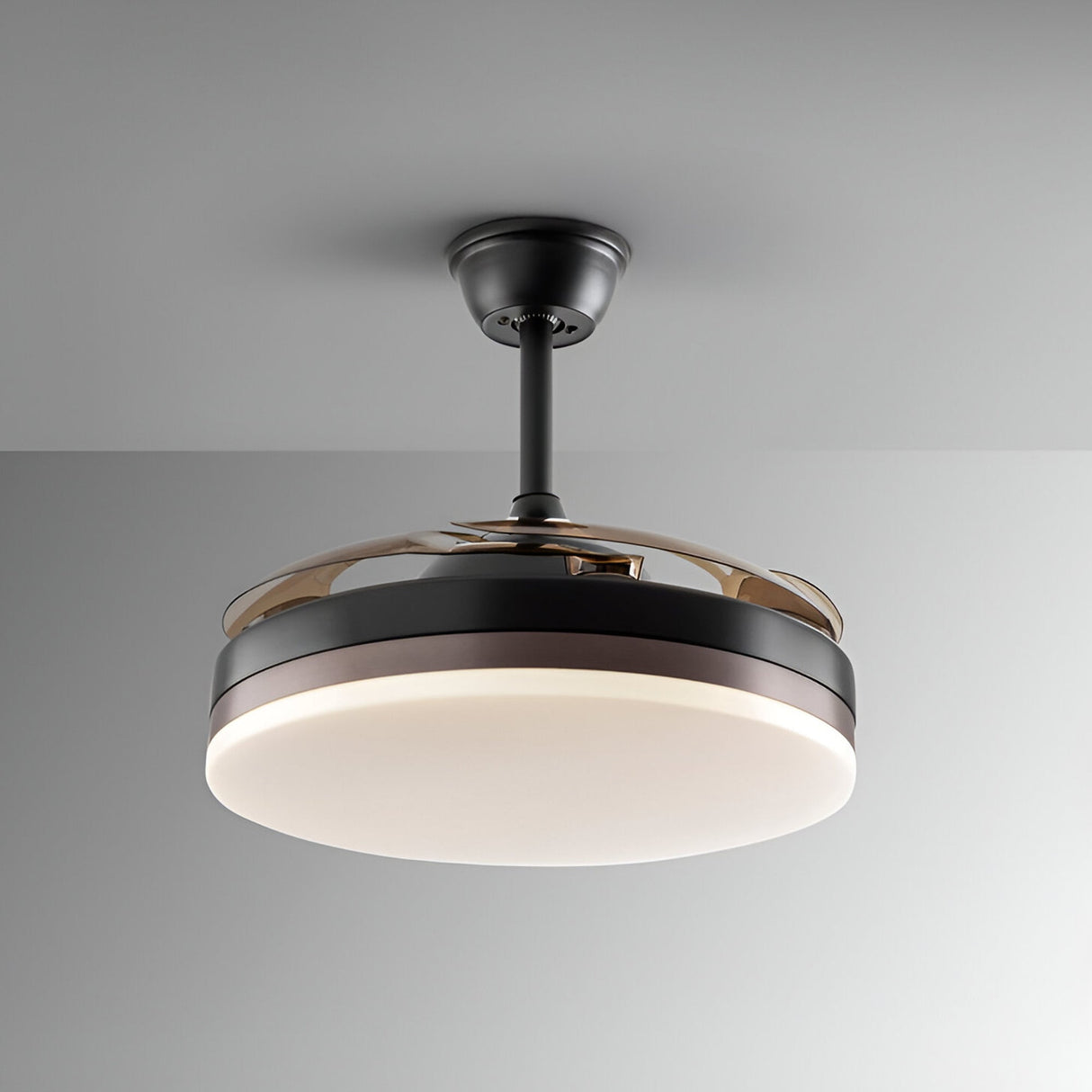 Vento CCT Dimmable LED Retractable Blades Ceiling Fan Light - Black/Brown