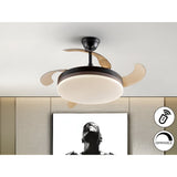 Vento CCT Dimmable LED Retractable Blades Ceiling Fan Light - Black/Brown