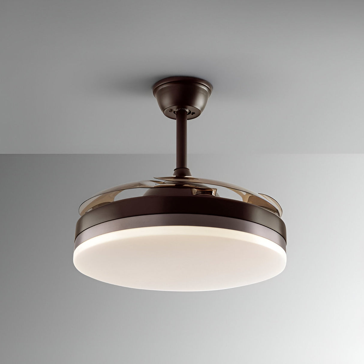 Vento CCT Dimmable LED Retractable Blades Ceiling Fan Light - Brown