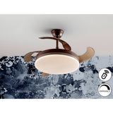 Vento CCT Dimmable LED Retractable Blades Ceiling Fan Light - Brown