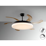 Vento Maxi CCT Dimmable LED Retractable Blades Ceiling Fan Light - Black/Brown