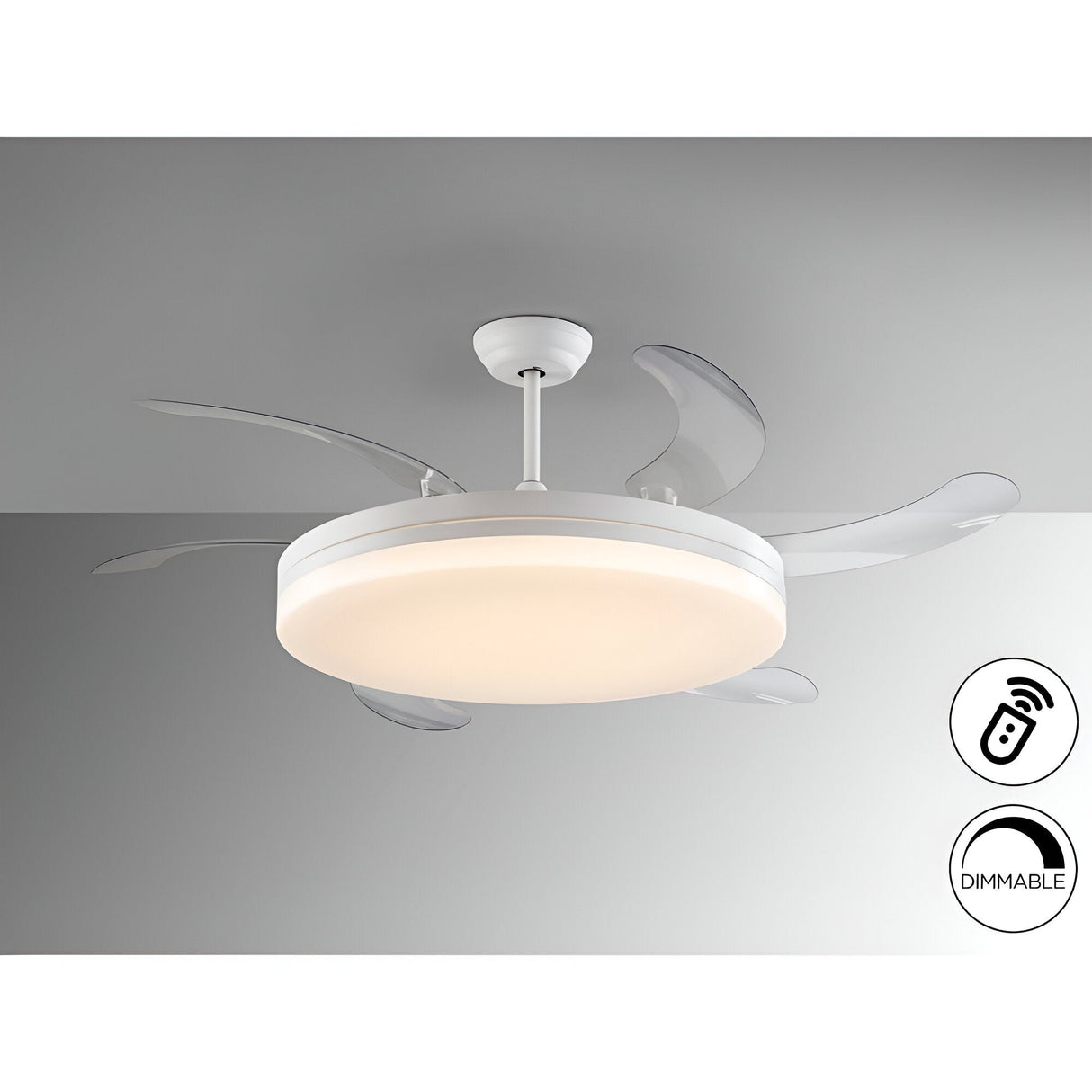 Vento Maxi CCT Dimmable LED Retractable Blades Ceiling Fan Light - White