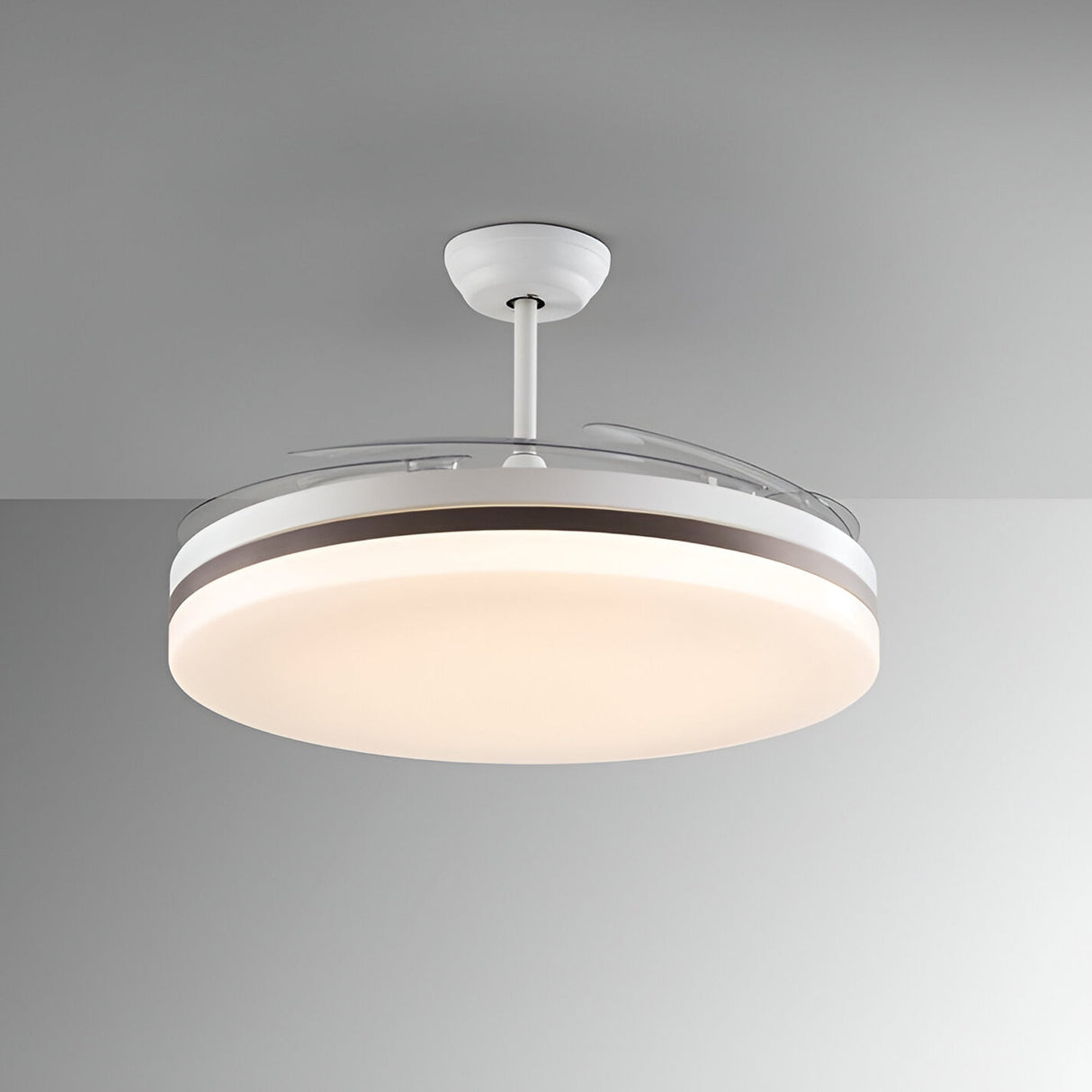 Vento Maxi CCT Dimmable LED Retractable Blades Ceiling Fan Light - White/Bronze
