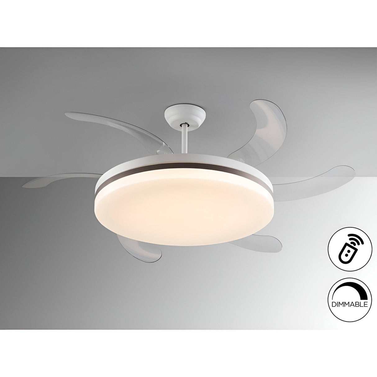 Vento Maxi CCT Dimmable LED Retractable Blades Ceiling Fan Light - White/Bronze