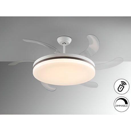 Vento Maxi CCT Dimmable LED Retractable Blades Ceiling Fan Light - White/Bronze