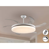 Vento Maxi CCT Dimmable LED Retractable Blades Ceiling Fan Light - White/Bronze