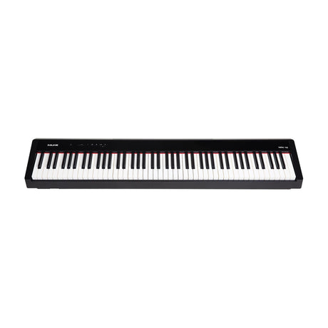 NU-X NPK-10 88-key portable digital piano in black with weighted keys and top-panel controls, shown on a plain white background.
